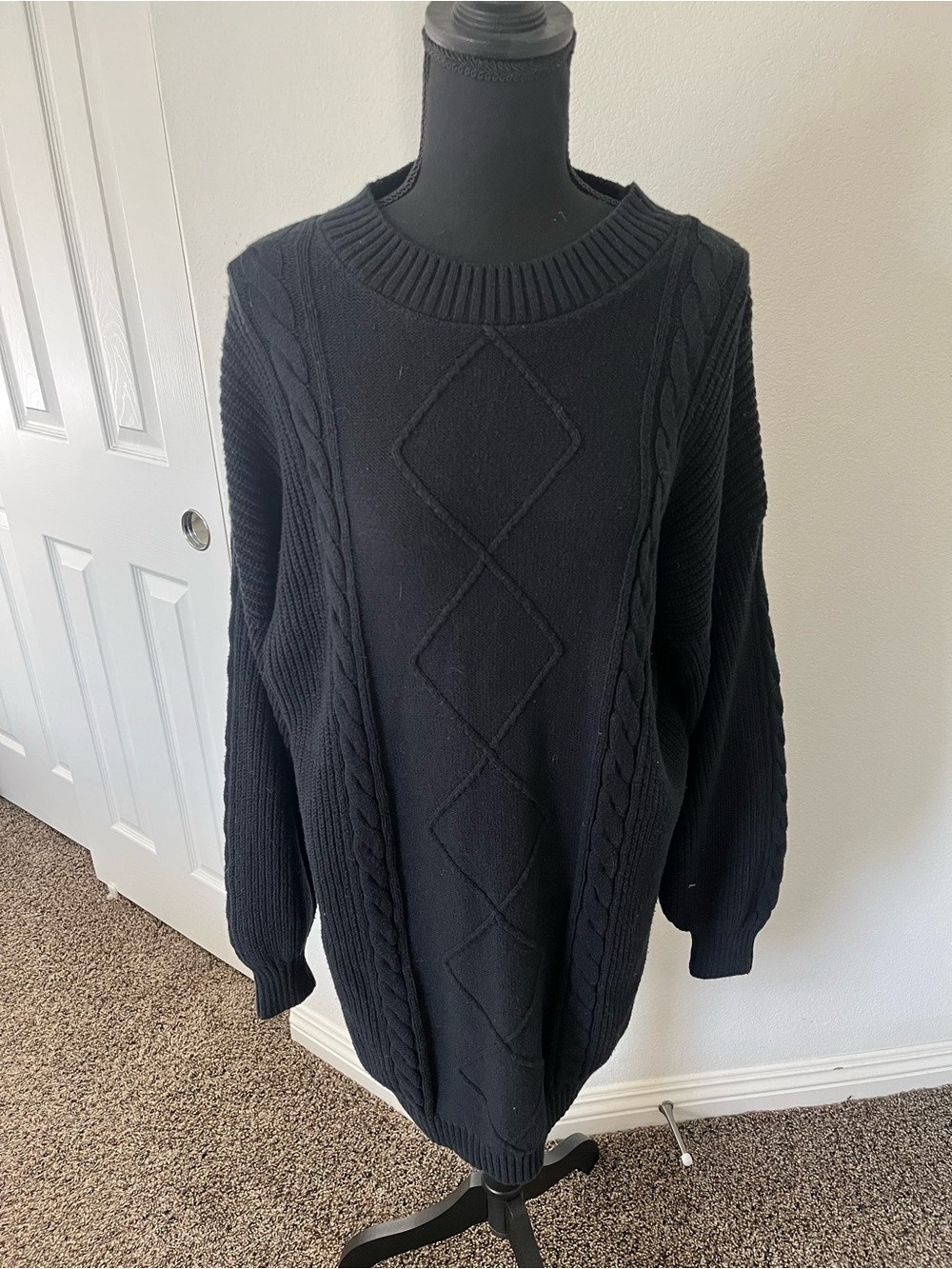HOLLISTER Womens Black Cable Knit Sweater Dress